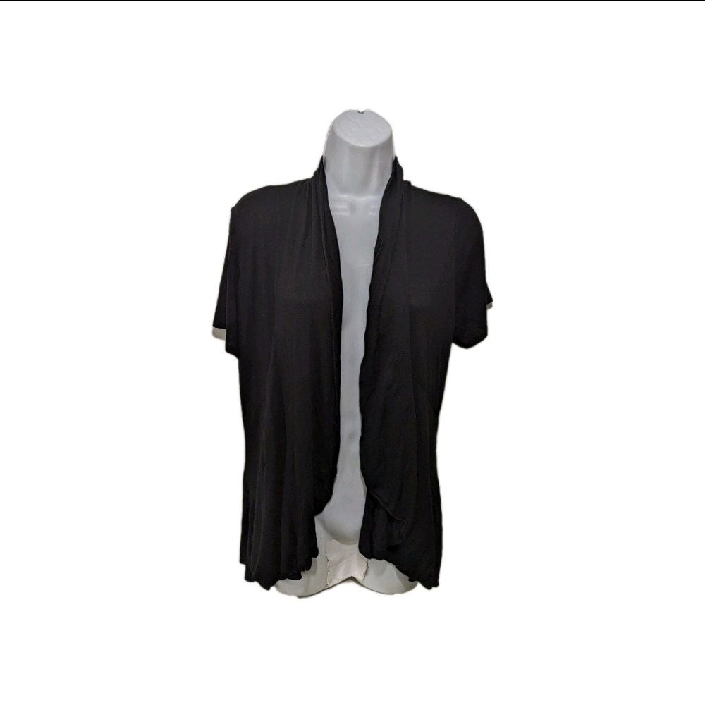 NWT Christine Gerard Shrug Cardigan Sweater Short Sleeve Black L #swtr2